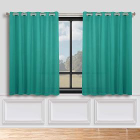 Classic Modern Solid Room Darkening Blackout Curtain Panels, Set of 2 (Color: Cerulean Blue, size: 70" x 63")