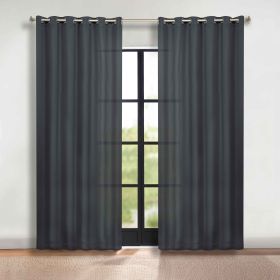 Classic Modern Solid Room Darkening Blackout Curtain Panels, Set of 2 (Color: Gray, size: 70" x 120")