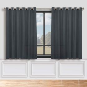 Classic Modern Solid Room Darkening Blackout Curtain Panels, Set of 2 (Color: Gray, size: 70" x 63")