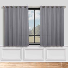 Blackout Window Curtains Classic Modern Room Darkening Set of 2 (Color: Silver, size: 70" x 63")