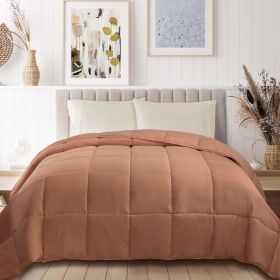 Classic Microfiber Down Alternative Comforter Reversible Medium Weight (Color: Camel, size: Full/Queen)