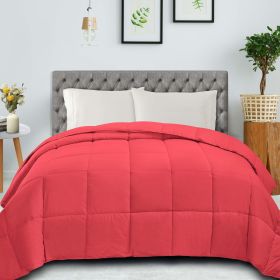 Classic Microfiber Down Alternative Comforter Reversible Medium Weight (Color: Coral, size: Full/Queen)