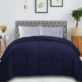 Classic Microfiber Down Alternative Comforter Reversible Medium Weight (Color: Navy Blue, size: Full/Queen)