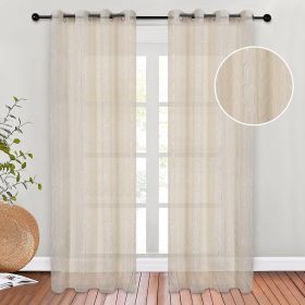 Cormac Printed Geometric Trellis Sheer Curtain Set of 2 Panels (Color: Ivory, size: 52"x96")
