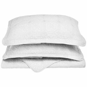 Corrington Fine Stitch Cotton Quilt Set (Color: White, size: Full/Queen)