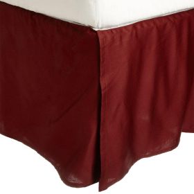 Cotton 15 Inch Drop Solid Bed Skirt (Color: Burgundy, size: Queen)
