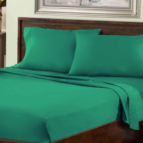 800 Thread Count Cotton Blend Bed Sheet Set Solid Deep Pocket (Color: Hunter Green, size: Full)