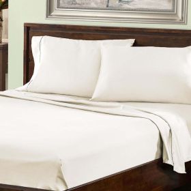 800 Thread Count Cotton Blend Bed Sheet Set Solid Deep Pocket (Color: Ivory, size: California King)