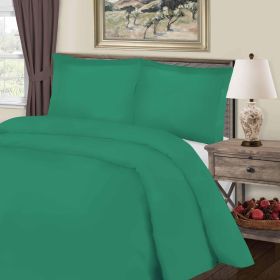 Cotton Blend 800 Thread Count Solid Duvet Cover Set (Color: Hunter Green, size: Full/Queen)