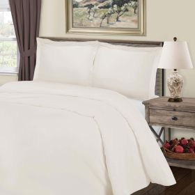 Cotton Blend 800 Thread Count Solid Duvet Cover Set (Color: Ivory, size: Full/Queen)