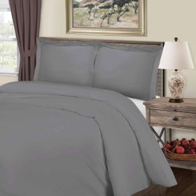 Cotton Blend 800 Thread Count Solid Duvet Cover Set (Color: Light Grey, size: Full/Queen)