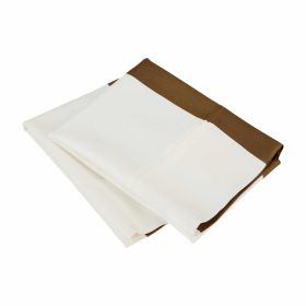Cotton Blend Cabana Stripe 2 Piece Pillowcase Set (Color: Taupe, size: Standard)