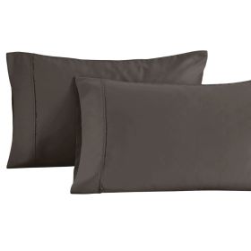 Cotton Blend Solid Pillowcases, Set of 2 (Color: Charcoal, size: King)