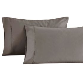 Cotton Blend Solid Pillowcases, Set of 2 (Color: Grey, size: King)