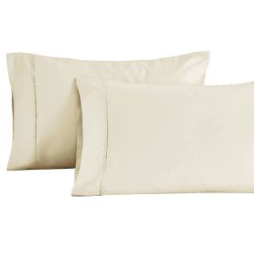 Cotton Blend Solid Pillowcases, Set of 2 (Color: Ivory, size: Standard)
