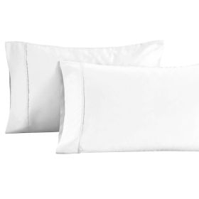 Cotton Blend Solid Pillowcases, Set of 2 (Color: White, size: Standard)