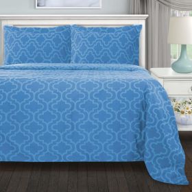 100% Cotton Flannel Trellis Pattern Duvet Cover Set (Color: Light Blue, size: King/California King)