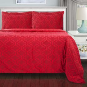 100% Cotton Flannel Trellis Pattern Duvet Cover Set (Color: Burgundy, size: Full/Queen)