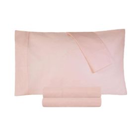 Cotton Percale 300 Thread Count Solid 2 Piece Pillowcase Set (Color: Blush, size: Standard)