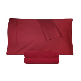 Cotton Percale 300 Thread Count Solid 2 Piece Pillowcase Set (Color: Burgundy, size: King)