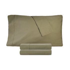 Cotton Percale 300 Thread Count Solid 2 Piece Pillowcase Set (Color: Sage, size: King)