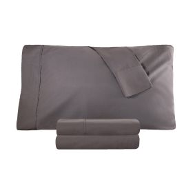 Cotton Percale 300 Thread Count Solid 2 Piece Pillowcase Set (Color: Gray, size: Standard)