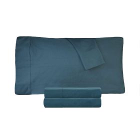 Cotton Percale 300 Thread Count Solid 2 Piece Pillowcase Set (Color: Navy Blue, size: Standard)