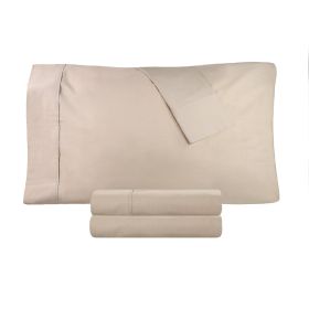 Cotton Percale 300 Thread Count Solid 2 Piece Pillowcase Set (Color: Tan, size: King)