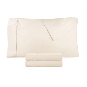 Cotton Percale 300 Thread Count Solid 2 Piece Pillowcase Set (Color: Ivory, size: Standard)