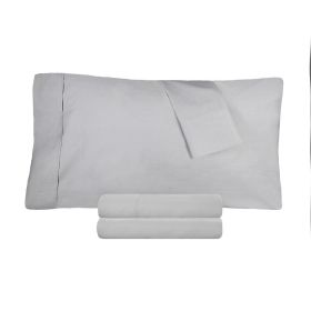 Cotton Percale 300 Thread Count Solid 2 Piece Pillowcase Set (Color: Platinum, size: Standard)
