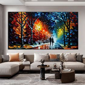 Hand Oil Pianting Abstract Romantic City Landscape Oil Painting On Canvas Large Wall Art Hand Painted Colorful Tree Painting Modern Wall Decor (Style: 06, size: 90x120cm)