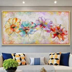 Handmade Abstract Colorful Flower Texture Oil Painting on Canvas Large Modern Floral Landscape Acrylic Painting Living Room Wall Art Home Decor F (Style: 01, size: 90x120)