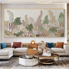 Handmade Oil Painting Abstract Flowers Landscape Oil Painting On Canvas Original Minimalist Green Floral Texture Painting Wall Art Modern Living (Style: 01, size: 100x150)