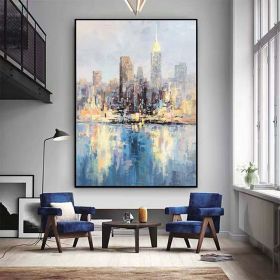 Hand Painted Oil Painting Modern city Wall art City Landscape Oil Painting Rain Day Painting Street Scene Painting Impressionism Painting Origina (Style: 01, size: 90x120cm)