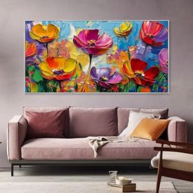 Springtime Hand-Painted Oil Painting Flower Landscape Abstract Wall Art Texture Painting Colorful Living Room Decor Birthday Gift Original (Style: 01, size: 100x200cm)