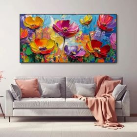 Springtime Hand-Painted Oil Painting Flower Landscape Abstract Wall Art Texture Painting Colorful Living Room Decor Birthday Gift Original (Style: 01, size: 140x280cm)