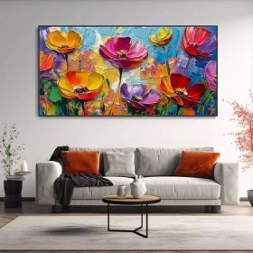 Springtime Hand-Painted Oil Painting Flower Landscape Abstract Wall Art Texture Painting Colorful Living Room Decor Birthday Gift Original (Style: 01, size: 40x80cm)