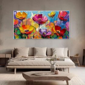 Springtime Hand-Painted Oil Painting Flower Landscape Abstract Wall Art Texture Painting Colorful Living Room Decor Birthday Gift Original (Style: 01, size: 60x120cm)
