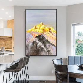 Handmade Oil Painting Gold Mountain Art Abstract Landscape Painting Platte Knife Art Yellow Gold Textured Painting Black Art Colorful Art Office (Style: 01, size: 100x150cm)