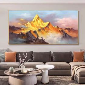 Gold Mountain Oil Painting on Canvas Original Blue Sky Painting Gold Wall Art Abstract Natural Landscape Boho Decor Wall Art Home Decor (Style: 01, size: 60x120cm)
