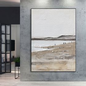 Large Handmade Oil Painting Wall Art Textured Abstract Painting Beach Beige Textured Painting Abstract Art Landscape Canvas Painting For Living R (Style: 01, size: 60x90cm)