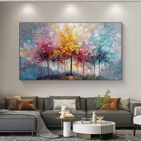 Abstract Landscape Oil Painting on Canvas Textured Wall Art Rainbow Tree Painting Textured Painting Abstract Wall Art Textured Wall Decor Gift (Style: 01, size: 160x120cm)