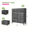 Dresser For Bedroom With 9 Fabric Storage Drawer Wardrobe Tall Chest Organizer Closet Adult Kids Clothes Cabinet Furniture