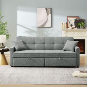 3 in 1 Convertible Sleeper Sofa Bed, Modern Fabric Loveseat Futon Sofa Couch Pullout Bed, Small Love Seat Lounge Sofa Reclining Backrest, Pillows (Color: as Pic)