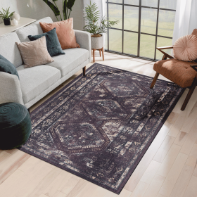 9x12 Area Rug, Washable Rug, Low-Pile, Non-Slip, Non-Shedding, Foldable, Kid & Pet Friendly - Area Rugs for living room, bedroom, kitchen (Color: as Pic)