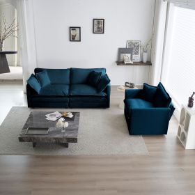 2 Seater Loveseat and Chair Set, 2 Piece Sofa & Chair Set, Loveseat and Accent Chair (Color: as Pic)