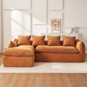 VIDEO provided Sofa Deep Seat Sofa 3 Seater for Living Room Oversized Comfy Sofa L-Shape Sofa Couch with Chaise Home Furniture Sleeper Sectional (Color: as Pic)
