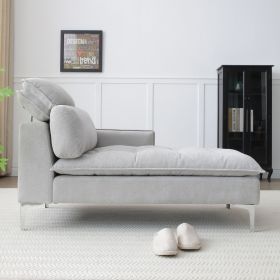 55" Chaise Lounge Indoor,Upholstered Furniture Lounge Chair with Left Armrest & Lumbar Pillow (Color: as Pic)