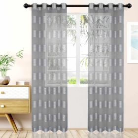 Dalisto Braided Rope Textured Grommet Sheer Curtain Set of 2 (Color: Graphite, size: 52" x 63")