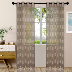 Dalisto Braided Rope Textured Grommet Sheer Curtain Set of 2 (Color: Ecru, size: 52" x 63")